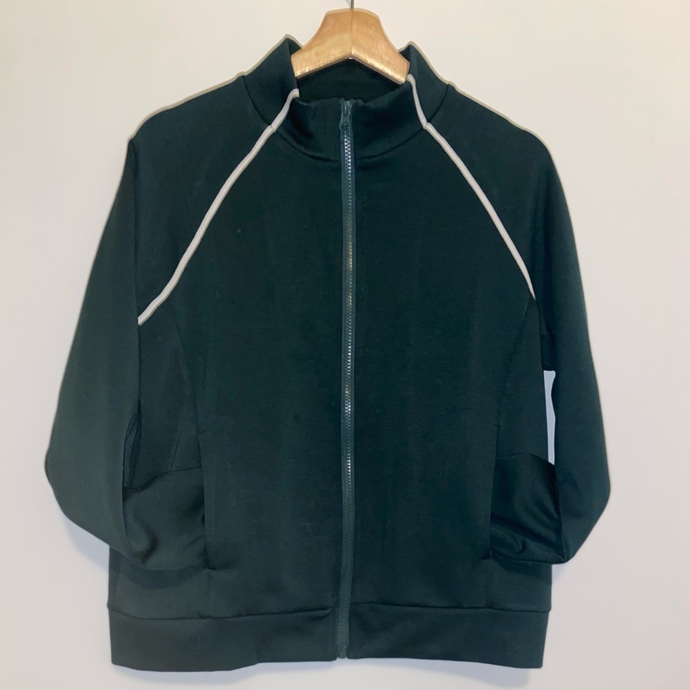 Women's Green Zip-Up Sweater